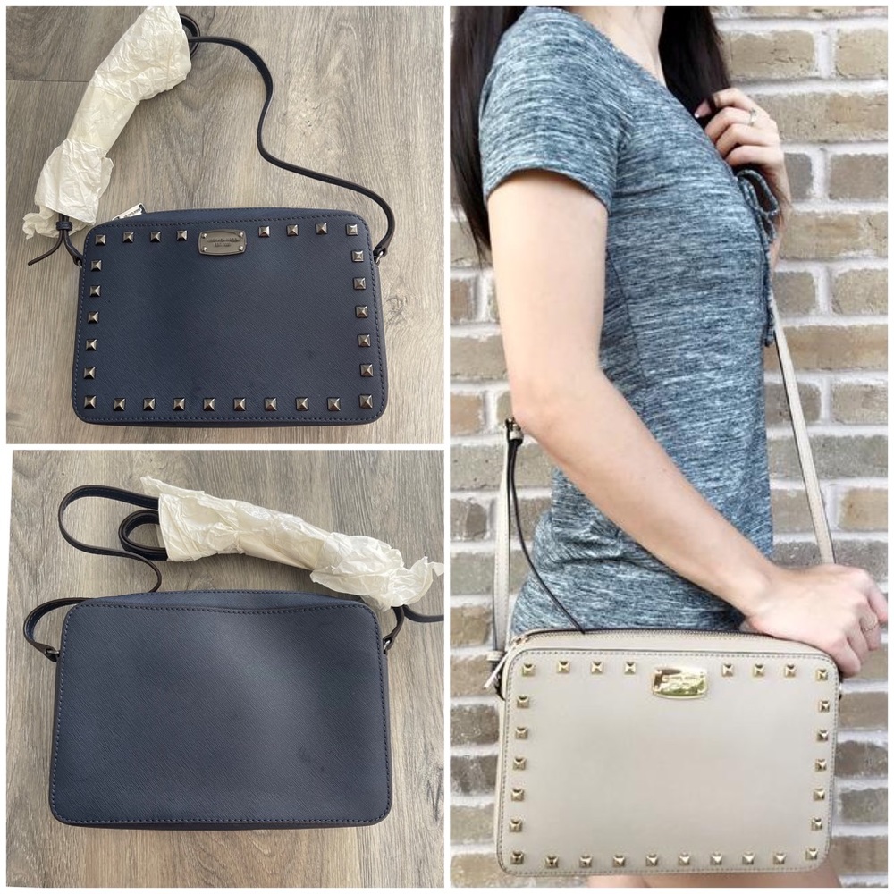Michael Kors Sandrine Stud Leather Crossbody Bag